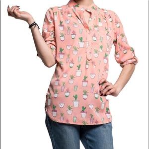 ModCloth Salmon Cactus Top M